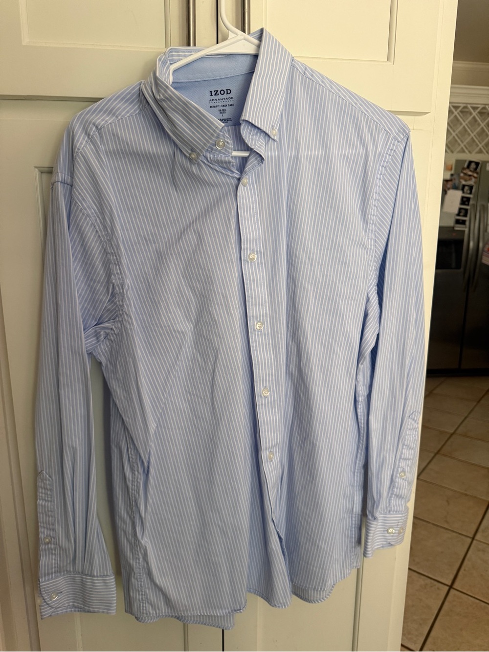 Izod Light Blue Pinstripe Button-Down Dress Shirt
